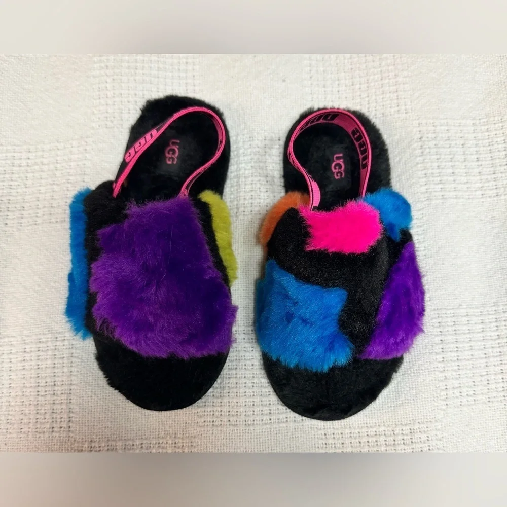 UGG Kids' Multicolor Furry Slippers